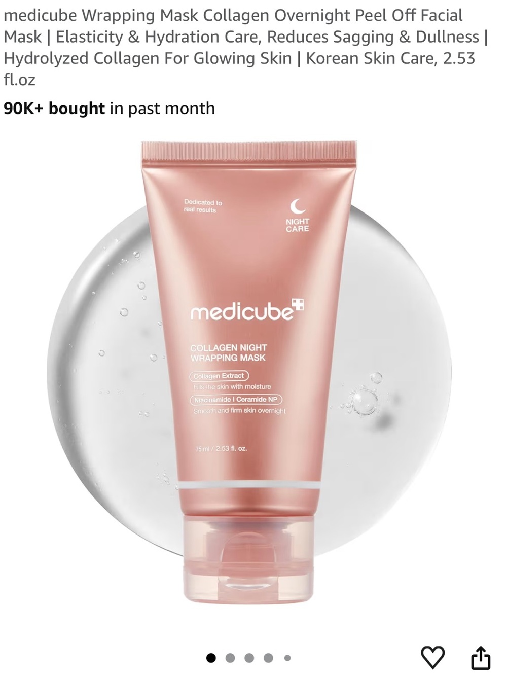 medicube Collagen Night Wrapping Mask – Rose Pink Overnight Peel-Off Mask